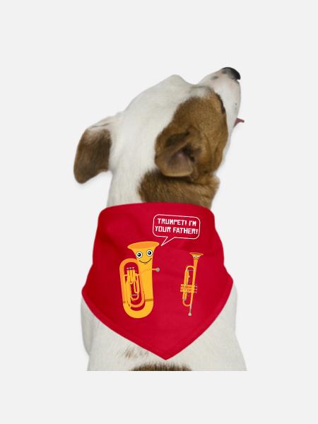 Tuba wind instrument Tubist trumpet brass band - Dog Bandana - red - Front
