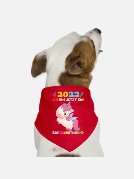 Kindergarten 2022 Ich Komme Einhorn Kita Geschenk - Hunde-Bandana - Rot - Vorne