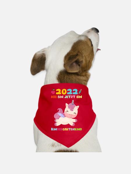 Kindergarten 2022 Ich Komme Einhorn Kita Geschenk - Hunde-Bandana - Rot - Vorne