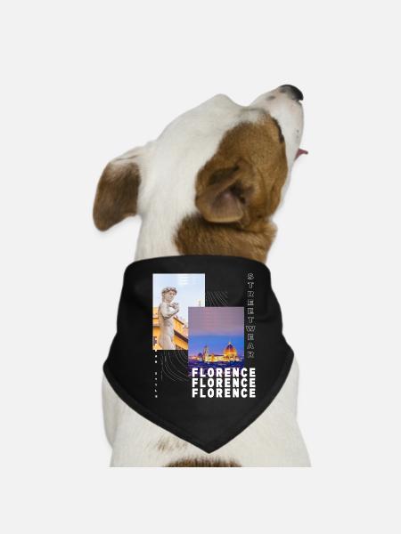 Florence Italie Ville Skyline Vacances Amour - Bandana pour chien - noir - Devant