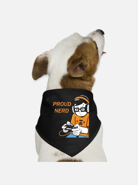 Gaming Nerd Saying Funny - Dog Bandana - black - Front