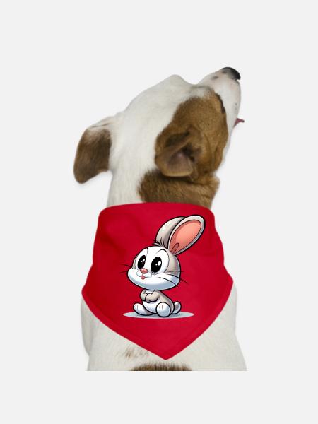 Rabbit - Dog Bandana - red - Front