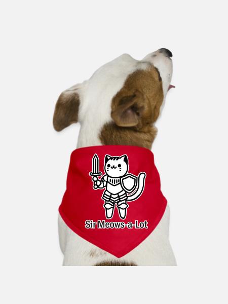 Katzenritter in glänzender Rüstung - Sir Miaut viel Design - Hunde-Bandana - Rot - Vorne