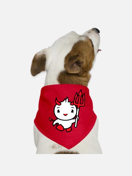 oiseau diable cornes satan trident enfer mal cool - Bandana pour chien - rouge - Devant