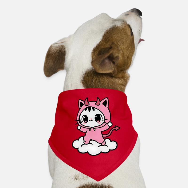 Kawaii Pink Dämon Katze auf einer Wolke Hunde-Bandana