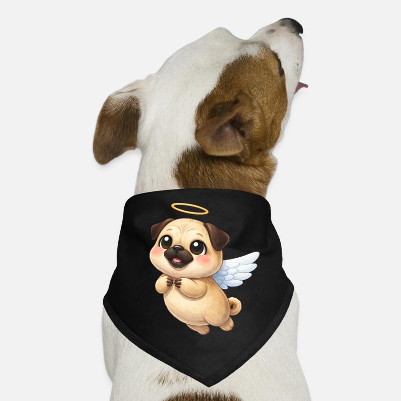 Cute Pug Cartoon Angel with Wings Friendly Dog Bandana