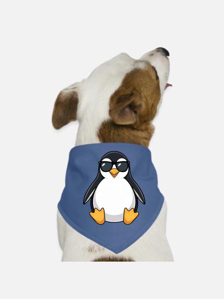 Cute Penguin Cartoon Chubby Sunglasses Summer - Dog Bandana - red - Front