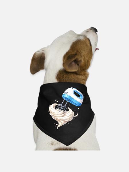 Whipping Cream Hand Mixer Baking Design - Dog Bandana - black - Front