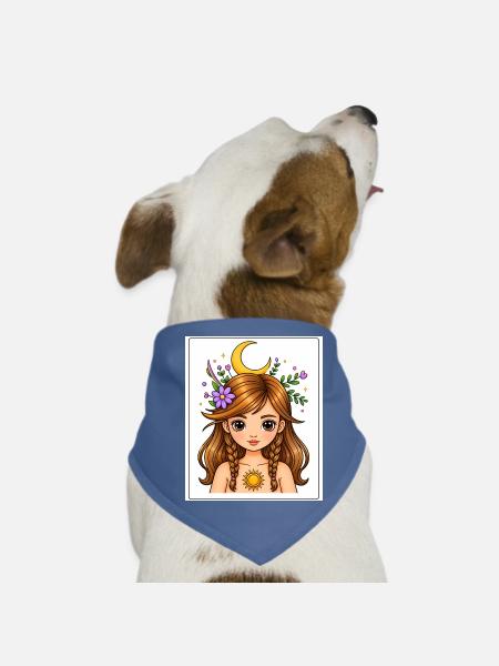 Mondmädchen mit Blumen und Sonne - Hunde-Bandana - Rot - Vorne