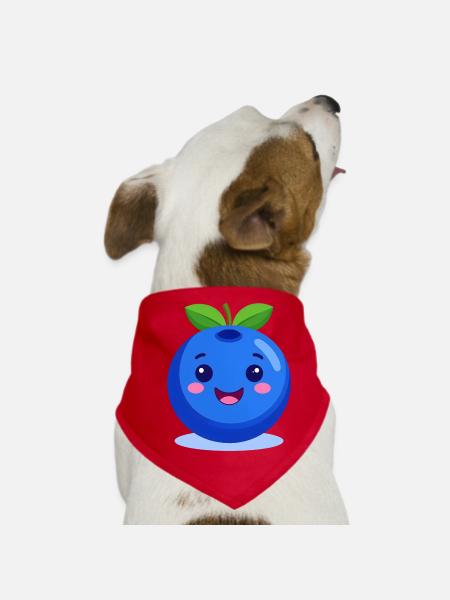 Illustration bleue bleue mignonne – style Kawaii - Bandana pour chien - rouge - Devant