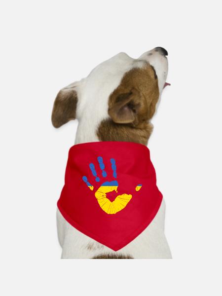 Ukraine Flagge Handabdruck Ukrainische Fahne - Hunde-Bandana - Rot - Vorne