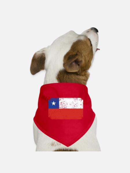Chile Flagge Südamerika Chilenische Fahne Vintage - Hunde-Bandana - Rot - Vorne