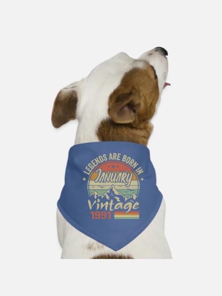 The legends were born in January 1991 - 1991 - Dog Bandana - red - Front