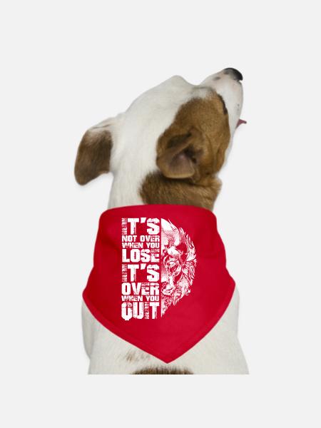 Lion Motivation Saying Giving Up Gift Strength - Dog Bandana - red - Front