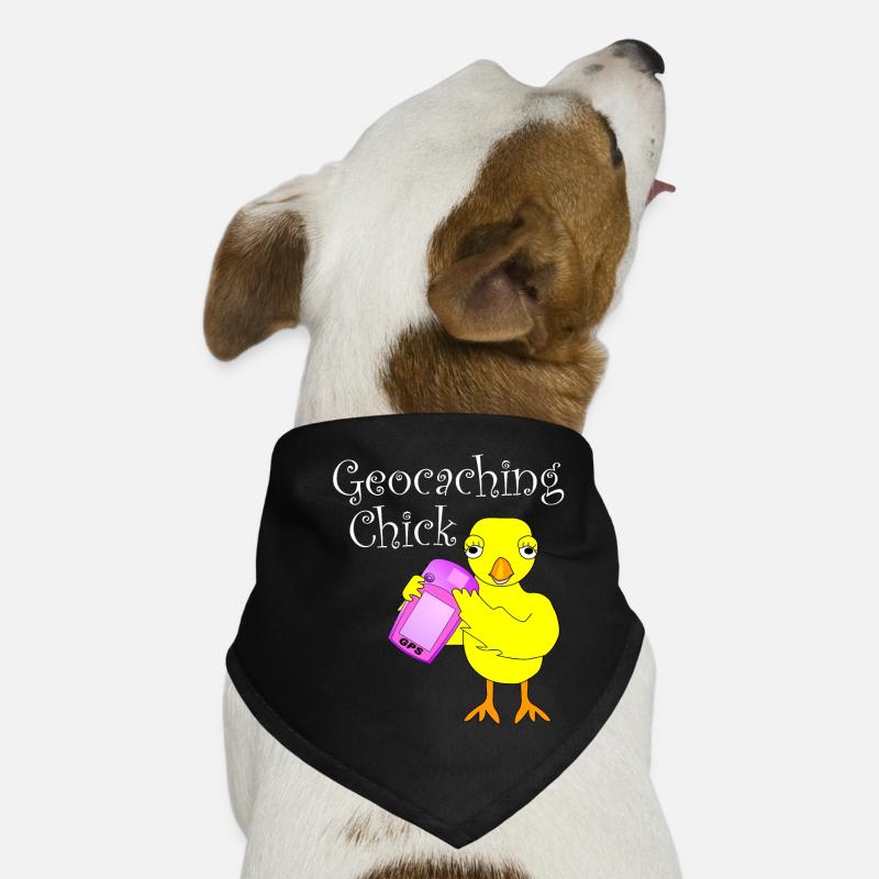 Géocaching Chick Texte blanc Bandana pour chien