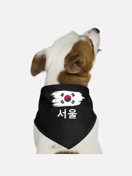 Séoul Corée du Sud cadeau sud-coréen - Bandana pour chien - noir - Devant