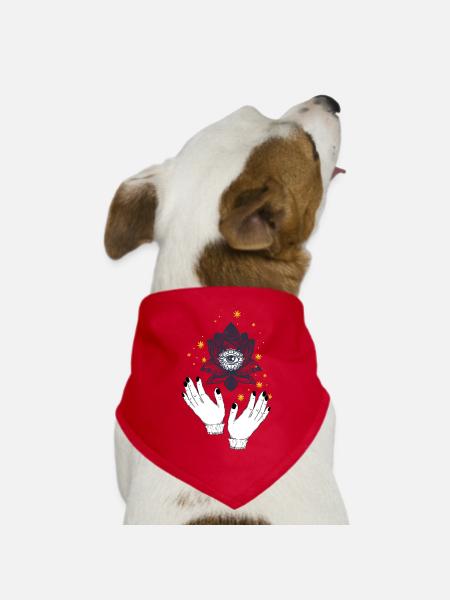 Hamsa/ Yoga/ Méditation Namaste idée cadeau - Bandana pour chien - rouge - Devant
