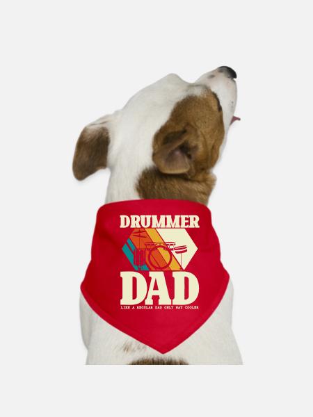Drummer Dad - Drummer Father's Day - Dog Bandana - red - Front