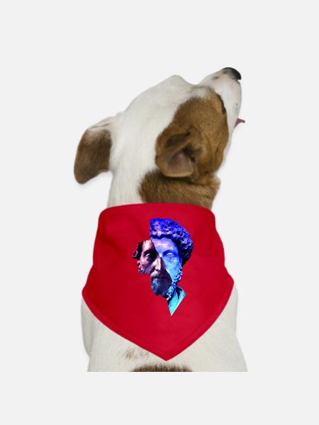 Stoicism Marcus Aurelius Purple Universe Artwork - Dog Bandana - red - Front