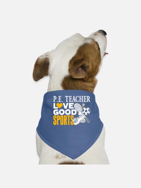 PE Teacher PE Teacher Loves Good Sports - Dog Bandana - red - Front