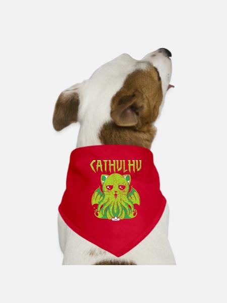 Cathulhu Spruch Design - Hunde-Bandana - Rot - Vorne