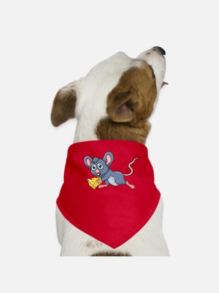 Mouse with cheese - Dog Bandana - red - Front