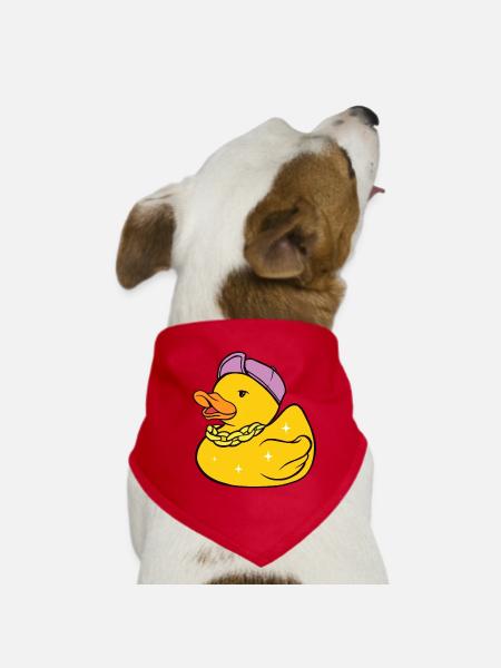 Gangster bath duck, small bandit, cool robber. - Dog Bandana - red - Front