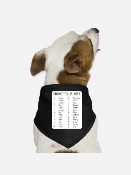 Avion Pilote Contrôleur aérien Phonetisches Alphabet - Bandana pour chien - noir - Devant