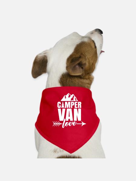 Campervan amour camping-car caravane - Bandana pour chien - rouge - Devant