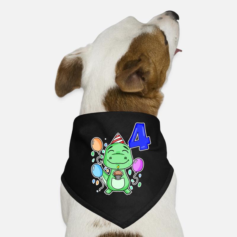4 years old - Dinosaurs - 4th birthday gift Dog Bandana