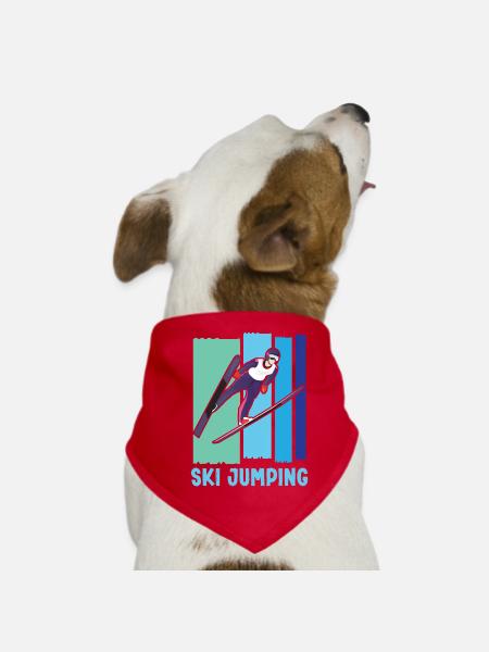 Ski jumping Ski jumping Ski jumping - Dog Bandana - red - Front