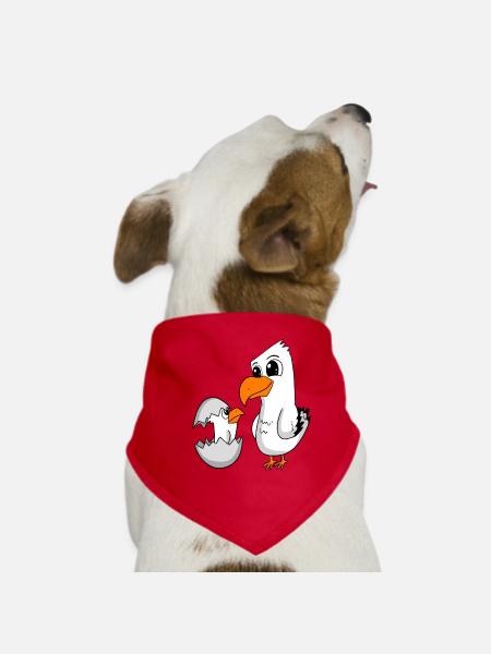 Seagull with baby Seagull - Dog Bandana - red - Front