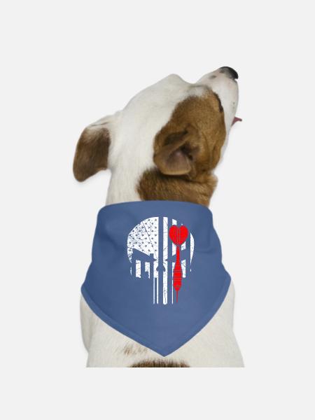 Dart Lover Player Darts Funny Skull American Flag - Hunde-Bandana - Rot - Vorne