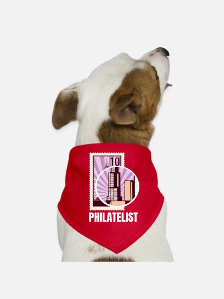 Philatelist Stamp Collection - Dog Bandana - red - Front
