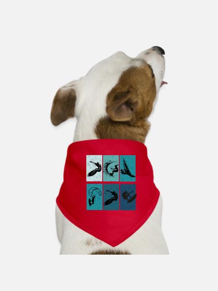 Kitesurf - idée cadeau kite - Bandana pour chien - rouge - Devant