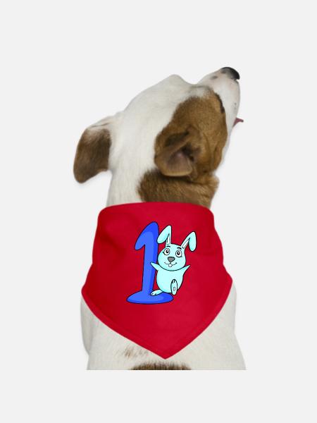 1 Jahr alt 1 Geburtstag Geschenk - Hunde-Bandana - Rot - Vorne