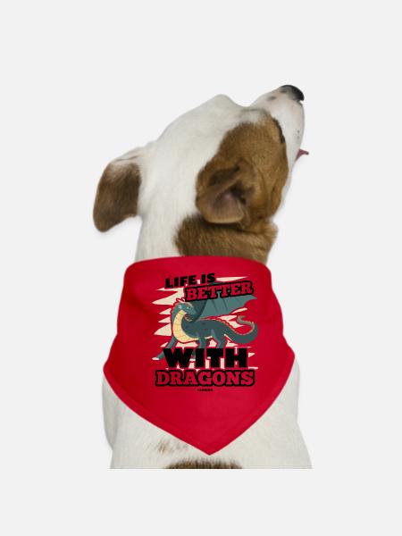 Life Is Better With Dragons - Hunde-Bandana - Rot - Vorne