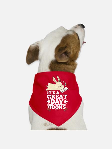 It's A Great Day For Books - Dog Bandana - red - Front