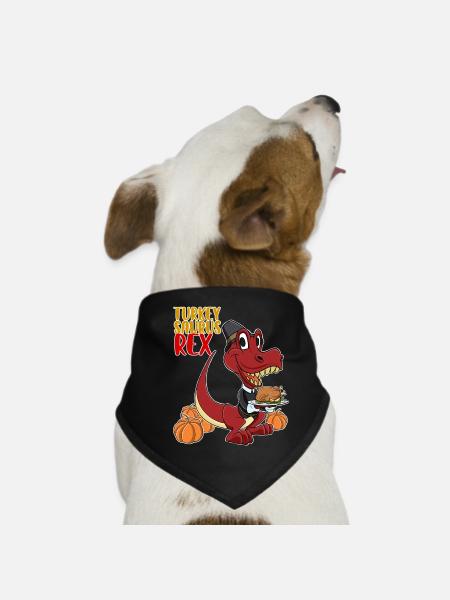 Turkey Saurus Rex I TRex Pilgrim Hat I Dinosaur - Dog Bandana - black - Front