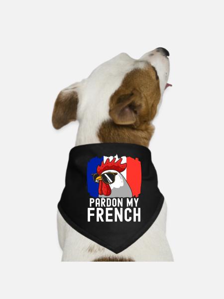 France Drapeau France Paris Marseille Français - Bandana pour chien - noir - Devant
