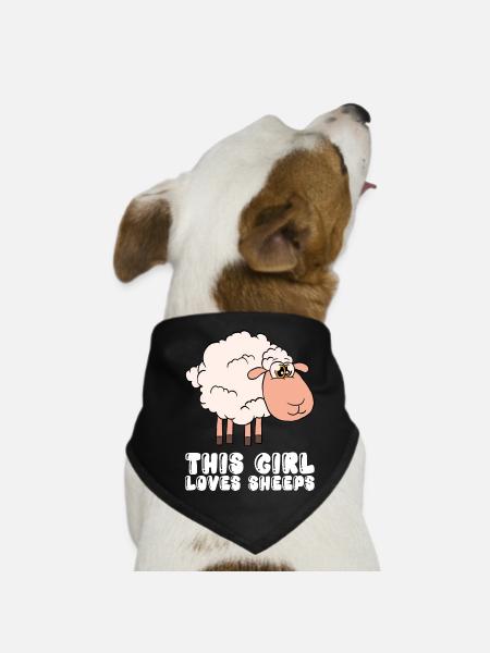 Cette fille aime les moutons - Bandana pour chien - noir - Devant