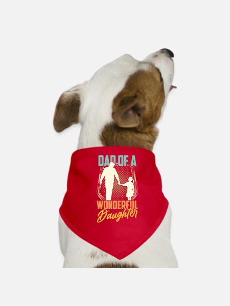 Vater Einer Wunderbaren Tochter Sprüche Papi Papa - Hunde-Bandana - Rot - Vorne