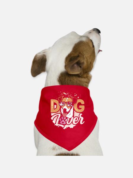 Dog lover Dog lover Animal puppy sayings - Dog Bandana - red - Front