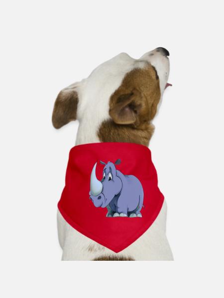 Kawaii Cartoon Rhino - Hunde-Bandana - Rot - Vorne