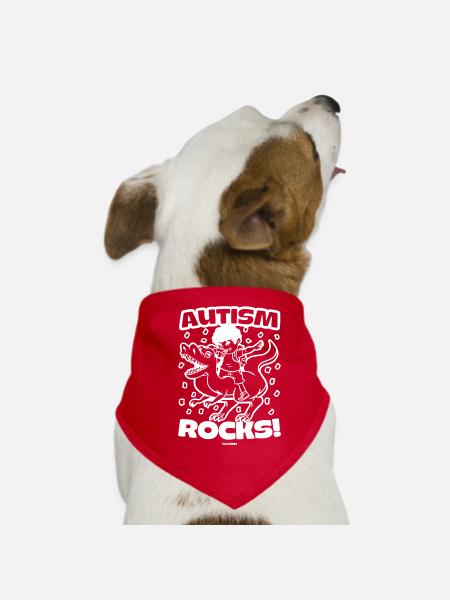 Asperger Syndrome Autism T-Rex Dino - Dog Bandana - red - Front