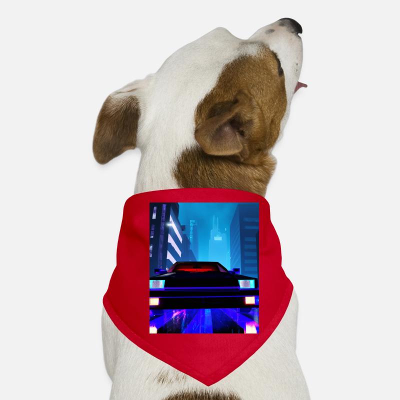 Vaporwave Aesthetic Auto Night Skyscraper Dog Bandana