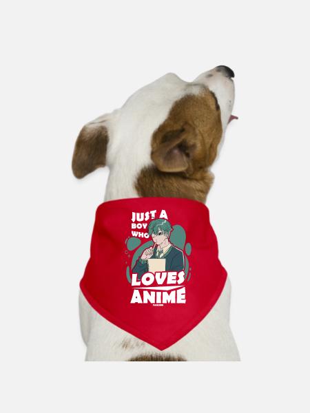 I Love Anime Japan Manga Cosplay Nerd Gift - Dog Bandana - red - Front