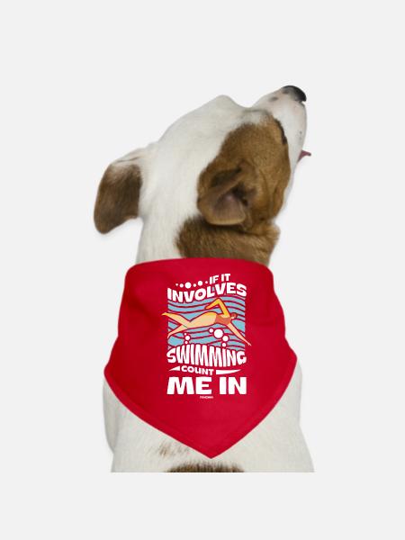 Swimming Lifeguard Swimming Course Outdoor Pool Gift - Dog Bandana - red - Front