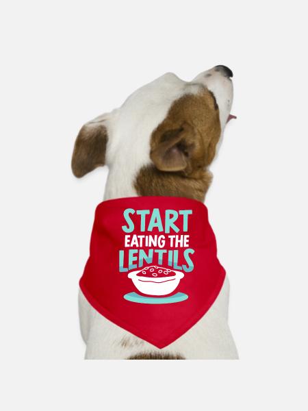 Fang An Die Linsen Zu Essen Linse Linsensuppe - Hunde-Bandana - Rot - Vorne
