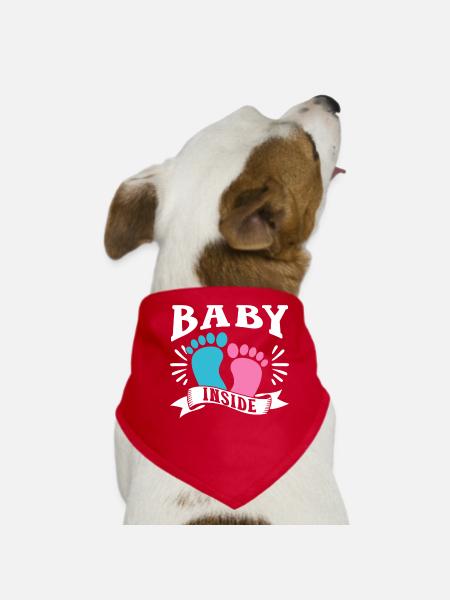 Baby Inside Pregnant Announcement Baby Inside - Dog Bandana - red - Front
